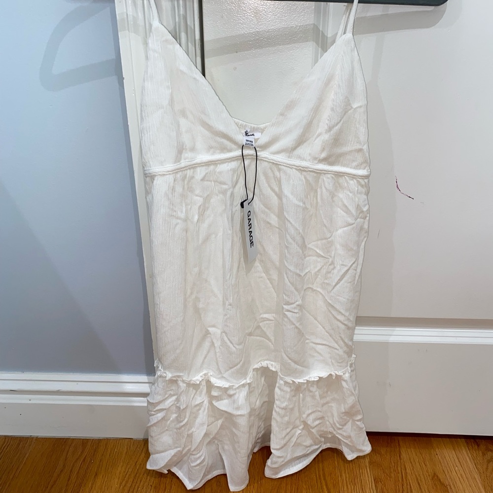 Garage Hayden Tiered Babydoll Dress in White